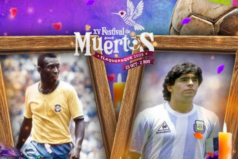 Altar de Muertos a Pele y Maradona en Festiva de Tlaquepaque 2025